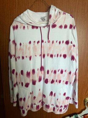 Weekends by Chico’s Tie‑Dye Hoodie | Lightweight | Casual Pullover | Size 3